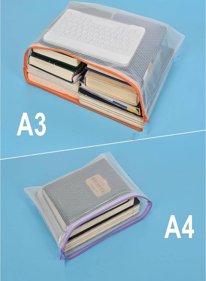 ليفي حقيبة بسحاب من ليفي، حقائب بسحاب كبيرة جدًا، حقائب بسحاب مقاومة للماء للوازم المكتبية، والألغاز، وتخزين ألعاب الطاولة، ومشاريع التطريز المتقاطع - عبوة من 6 قطع (أصفر A3 وA4 (3+3)-6 حقائب) - Image 5